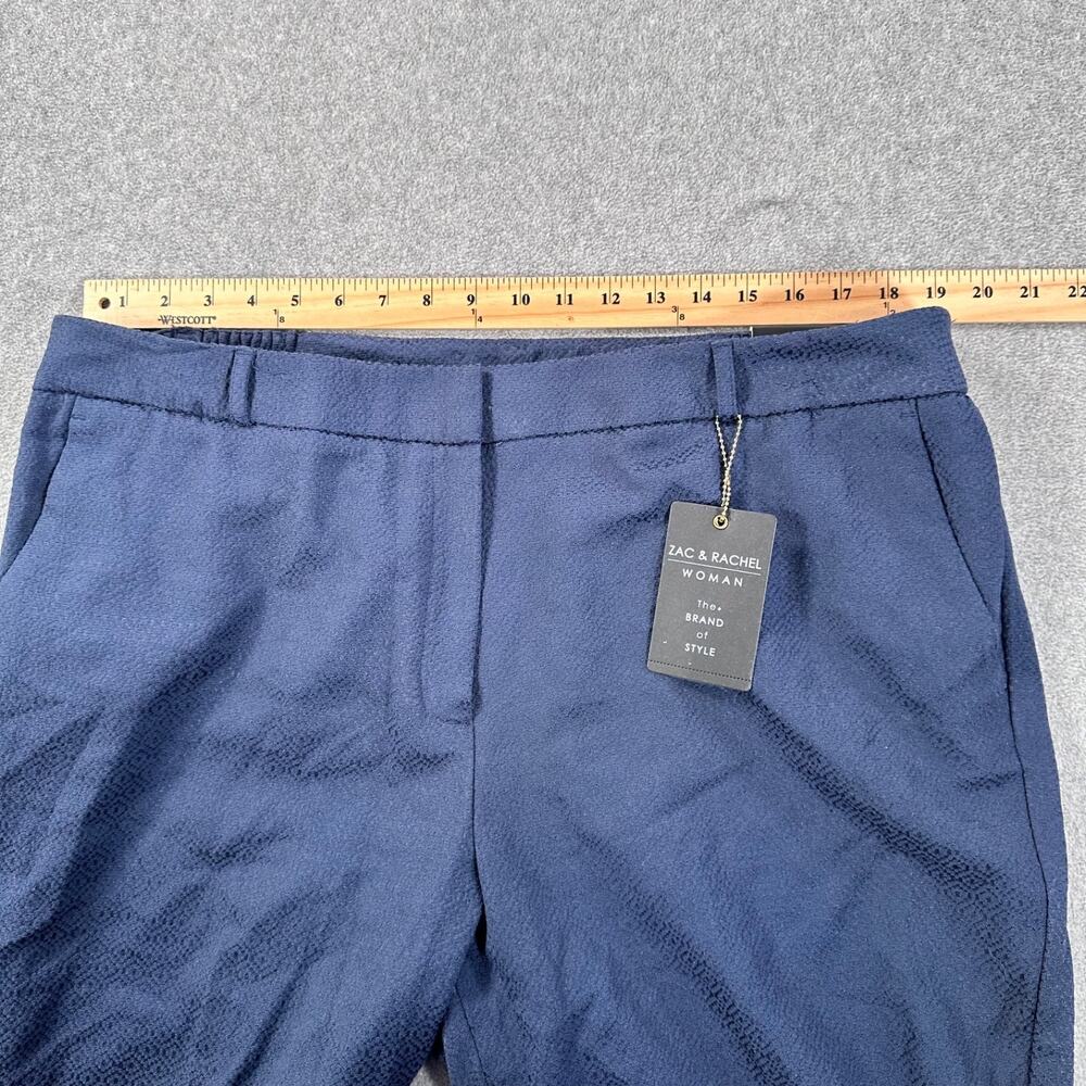 Zac & Rachel Navy Blue Textured Slim Ankle Pants Women's 18W New Straight Leg - Picture 6 of 12